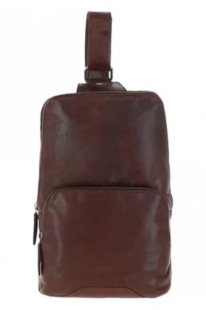 Unisex Medium Luxury Leather Sling Bag Brandy
