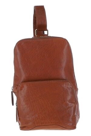 Unisex Medium Luxury Leather Sling Bag Tan