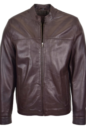 Mens Leather Standing Collar Jacket Paul Brown