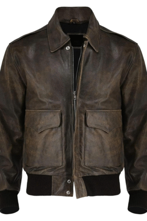 A2 Aviator Flight Jacket For Men Real Cowhide Distressed Leather Jacket
