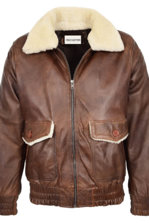 Mens G1 leather bomber jacket Aviator Style Cooper Brown