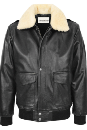 Mens G1 leather bomber jacket Aviator Style Jarrod Black