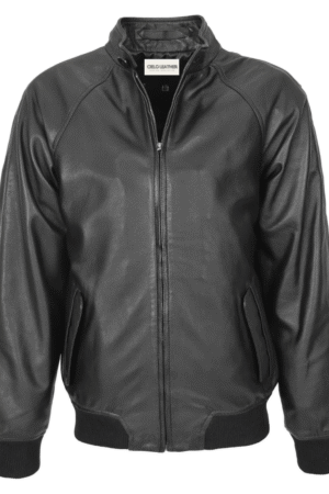 Mens Real Leather Bomber Jacket Raglan Shoulder Francis Black