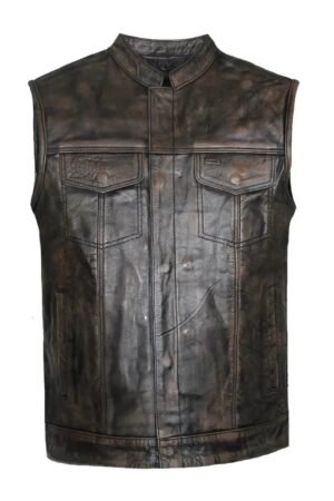 Men's Slim Fit Vintage Biker Shirt in Genuine Leather