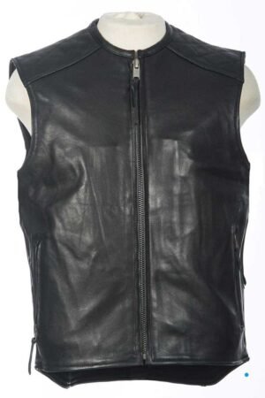Genuine Leather Vintage Biker Half-Sleeve Slim-Fit Shirt for Men