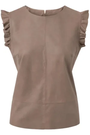 Leather Women’s Top in Soft Quality Mud Grey