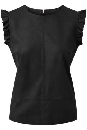 Leather Women’s Top in Soft Quality Nero Black