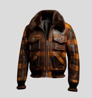 Luxurious Tartan Leather Jacket