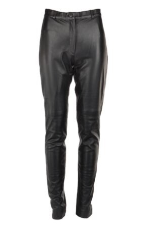 Womens Suede Leather Trousers Black New