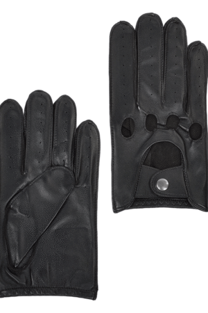 Lightweight Natural Skin Lined Leather Driving Gloves Black