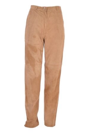 Womens Suede Leather Trousers Sand/Sue